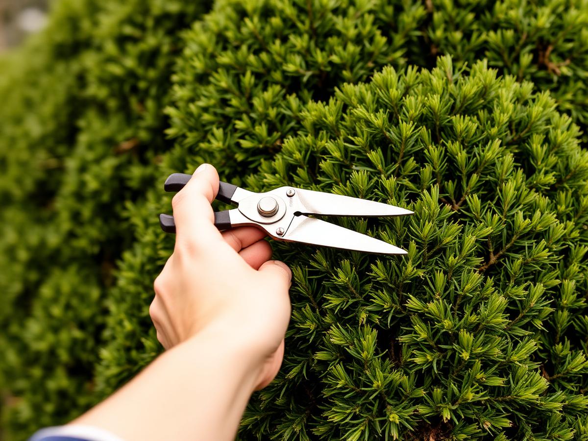 Hand pruning a hedge